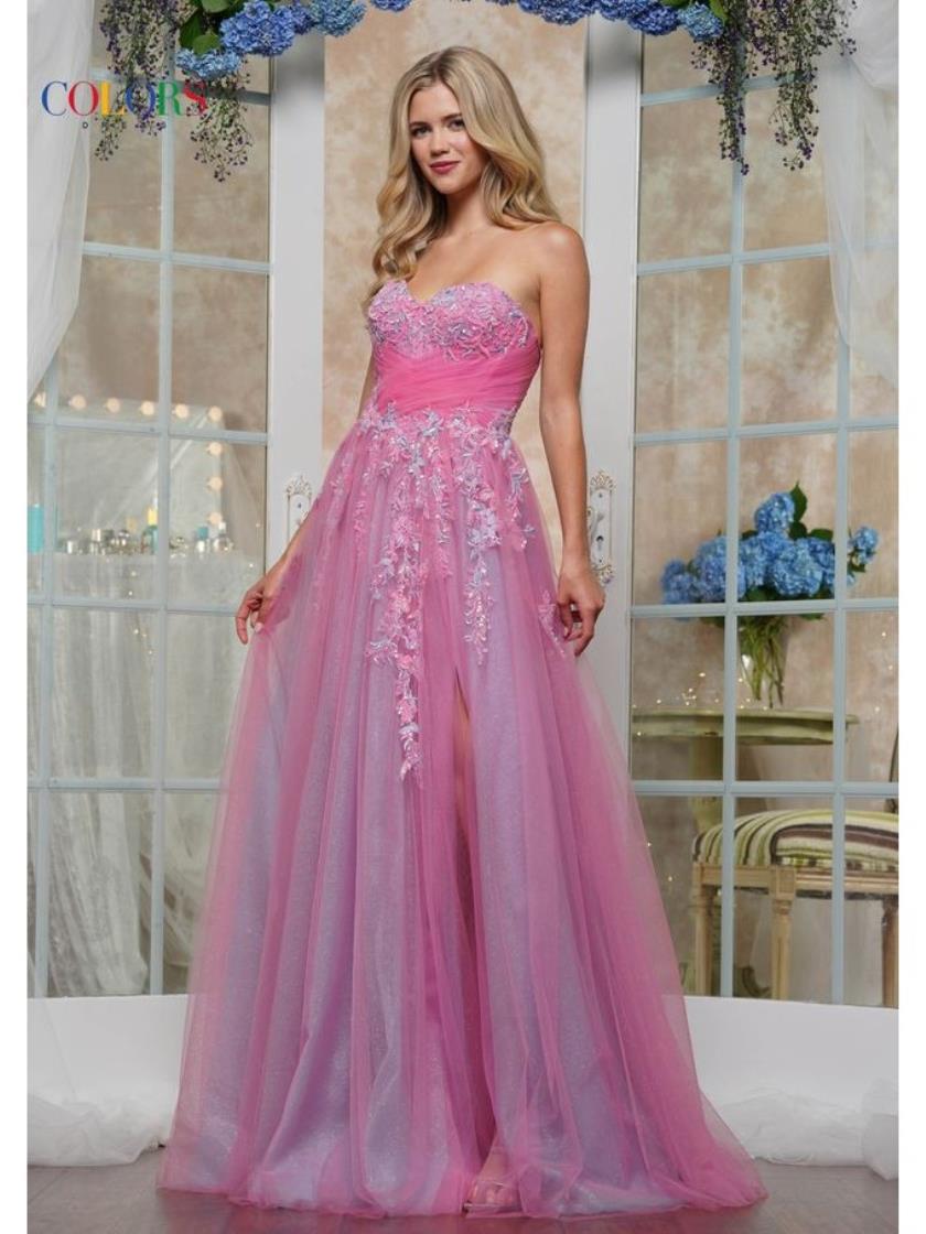Prom Dresses Long Formal Beaded Ball Gown Prom Dress Pink Blue