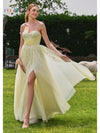 Prom Dresses Long Formal Beaded Ball Gown Prom Dress Yellow