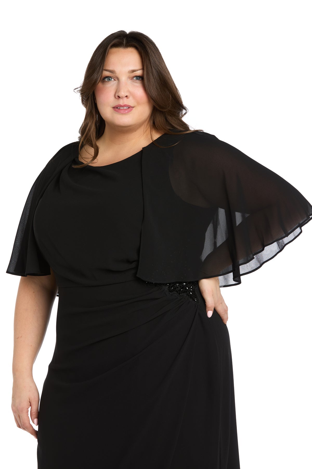Plus Size Dresses Plus Size Short Cocktail Cape Dress Black