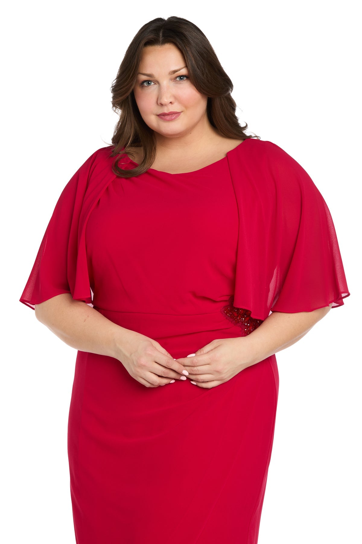 Plus Size Dresses Plus Size Short Cocktail Cape Dress Red
