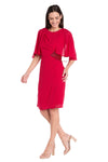 Cocktail Dresses Short Mother of the Bride Beaded Cape Cocktail Dress Red