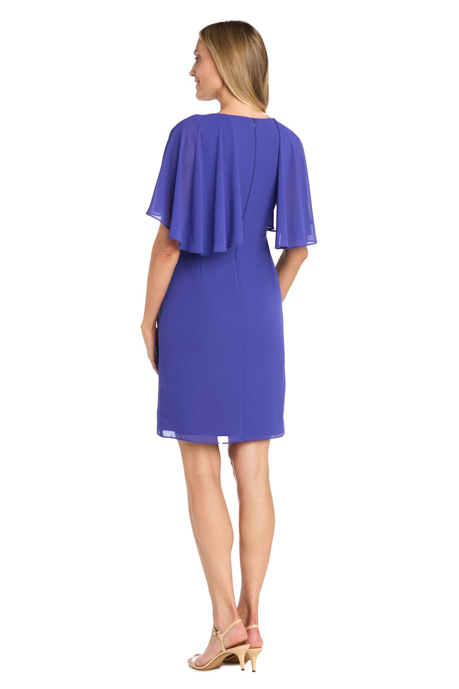 Cocktail Dresses Short Mother of the Bride Beaded Cape Cocktail Dress Violet