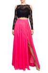 Formal Dresses Long Two Piece Formal Lace Evening Dress Black Fuchsia