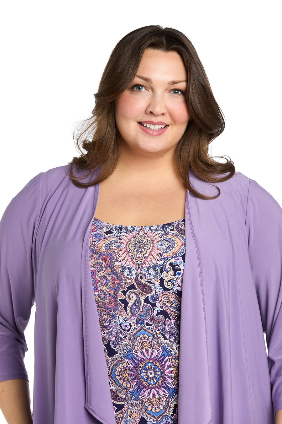 Plus Size Dresses Short Plus Size Printed Jacket Dress Lavender