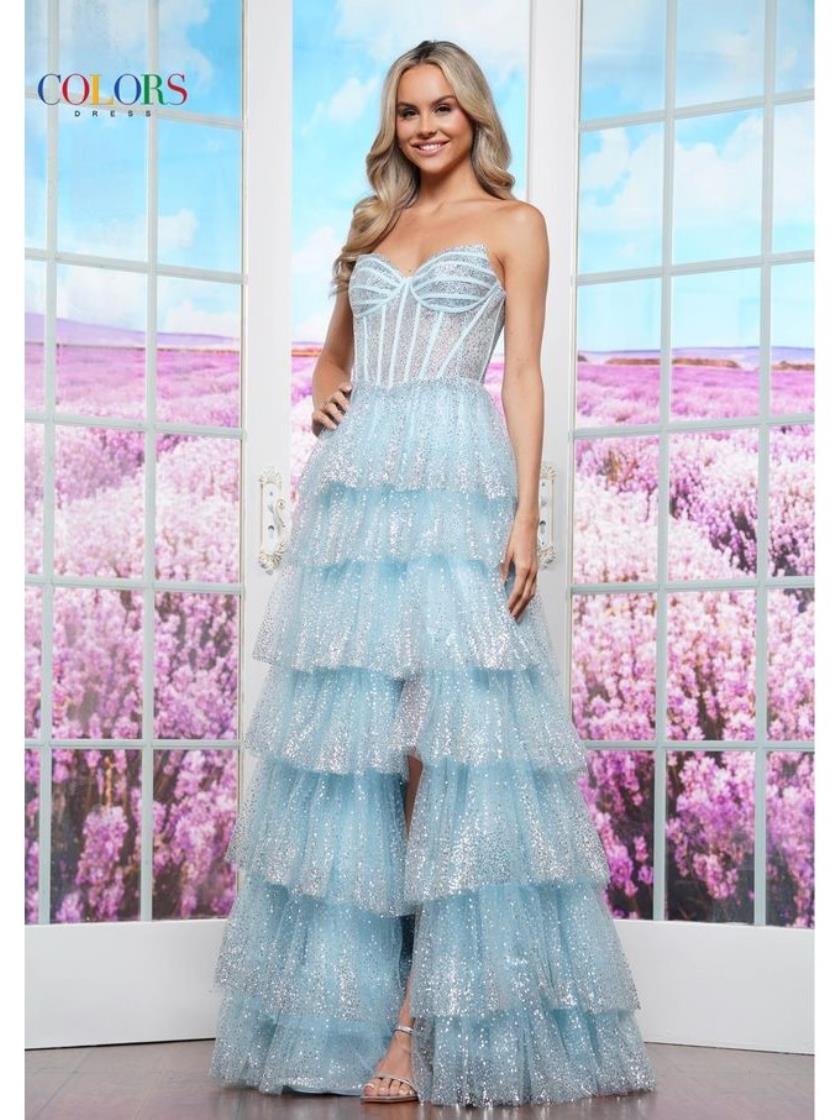 Prom Dresses Long Ball Gown Formal Ruffle Prom Dress Light Blue