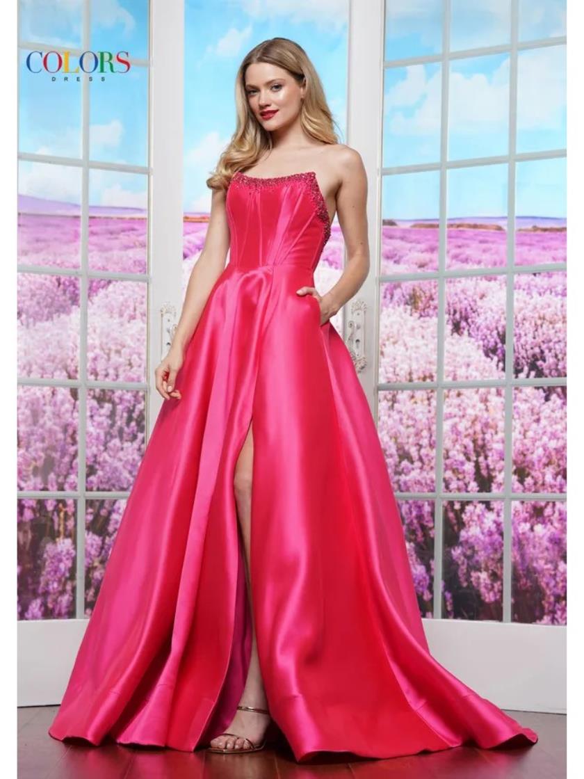 Prom Dresses Formal Ball Gown Long Evening Prom Dress Hot Pink