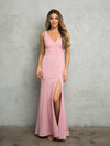 Prom Dresses Long Slit Fitted Formal Prom Dress Dusty Rose