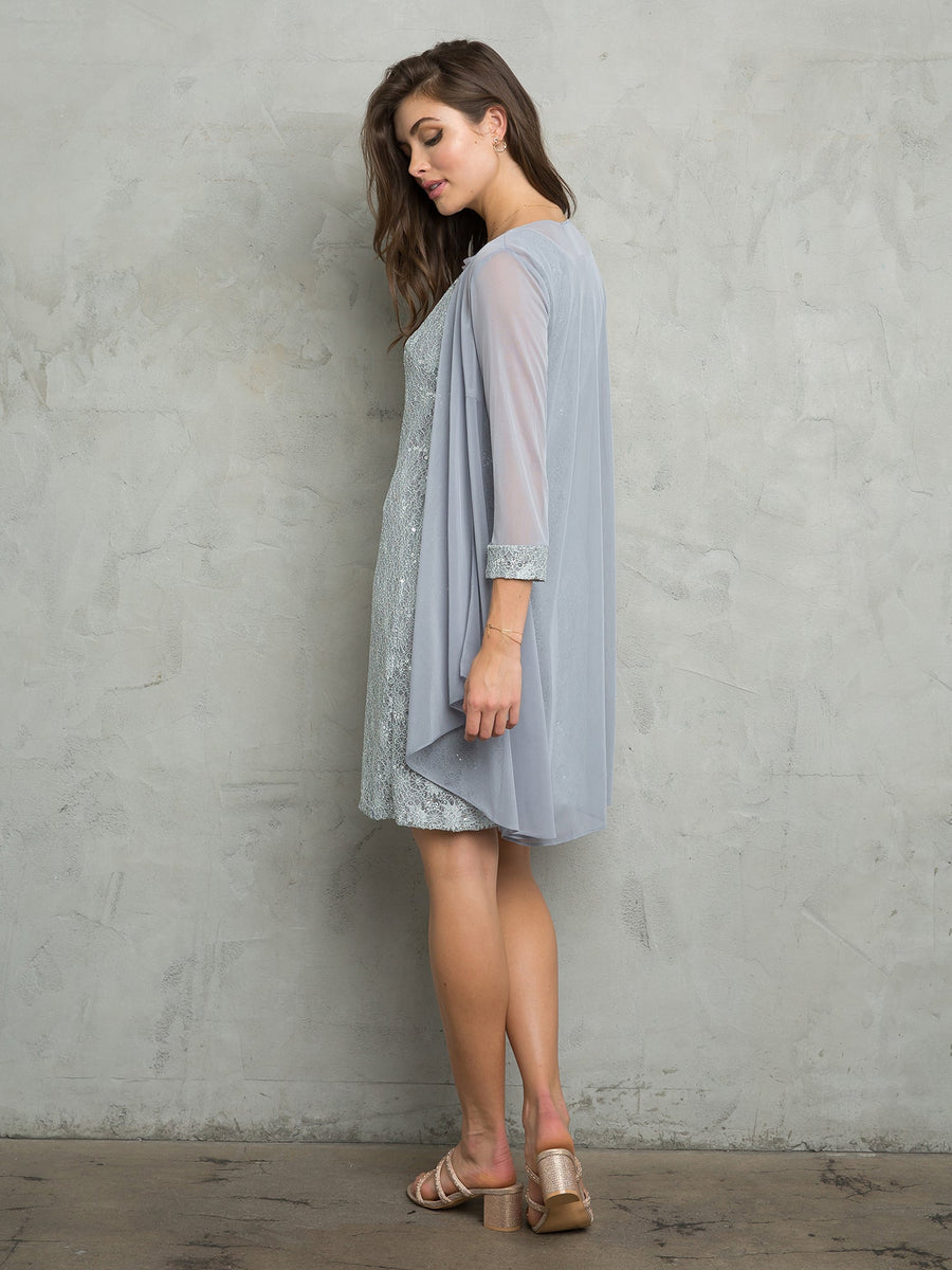 Mother of the Bride Dresses Lace Short Mother of the Bride Dress  Silver