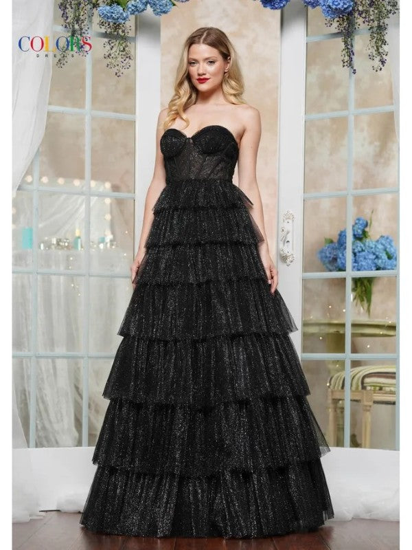 Prom Dresses Long Ruffle Formal Gown Prom Dress Black