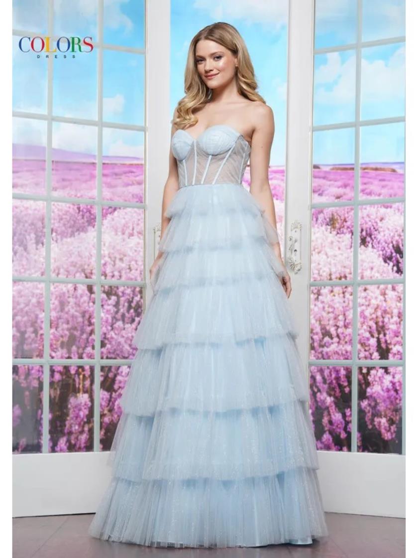 Prom Dresses Long Ruffle Formal Gown Prom Dress Light Blue