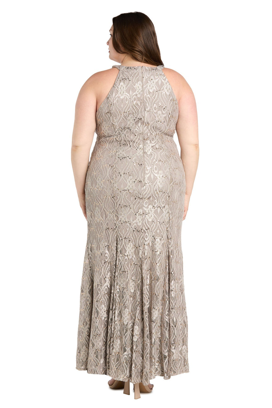 Plus Size Dresses Formal Long Fitted Plus Size Lace Dress Champagne