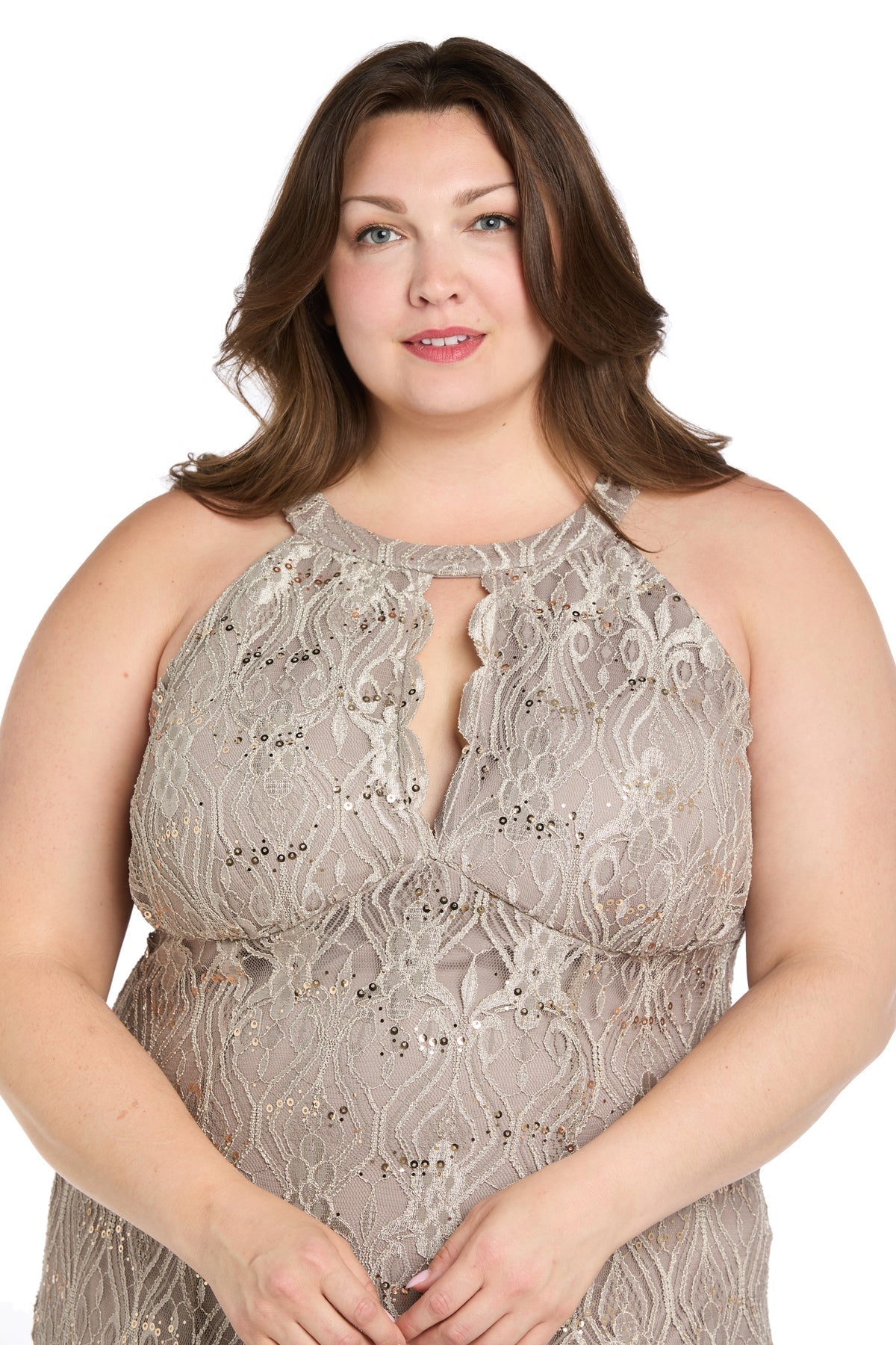 Plus Size Dresses Formal Long Fitted Plus Size Lace Dress Champagne