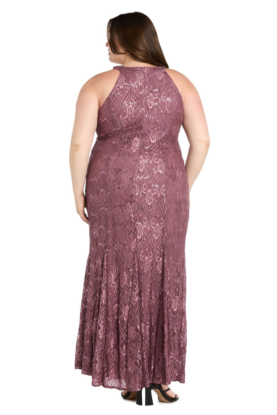 Plus Size Dresses Formal Long Fitted Plus Size Lace Dress Dark Rose