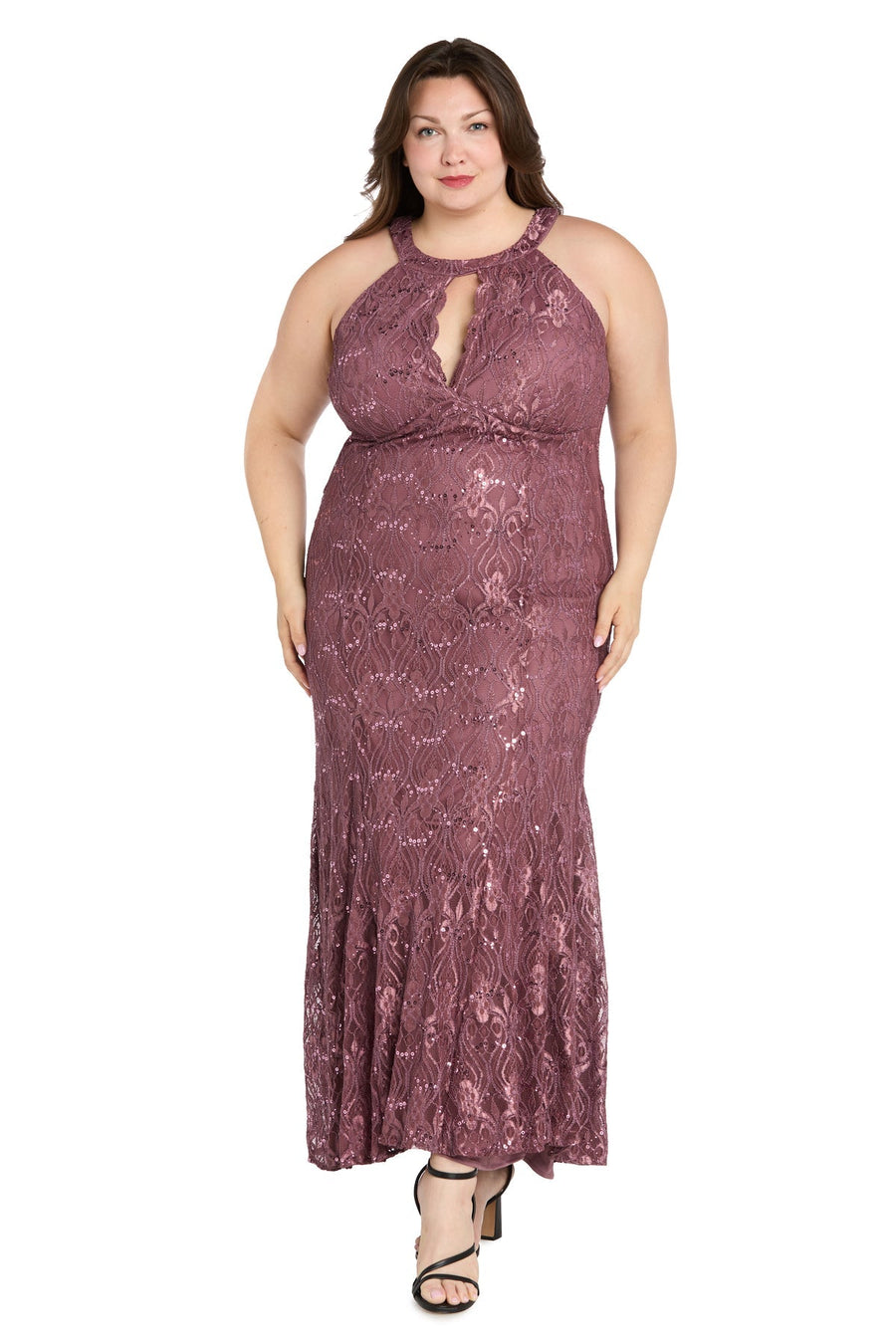 Plus Size Dresses Formal Long Fitted Plus Size Lace Dress Dark Rose