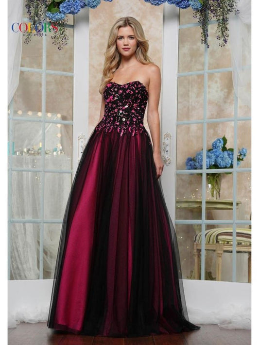 Prom Dresses Ball Gown Long Formal Prom Dress Black Hot Pink