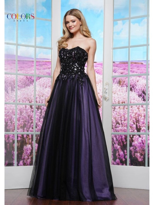 Prom Dresses Ball Gown Long Formal Prom Dress Black Lavender