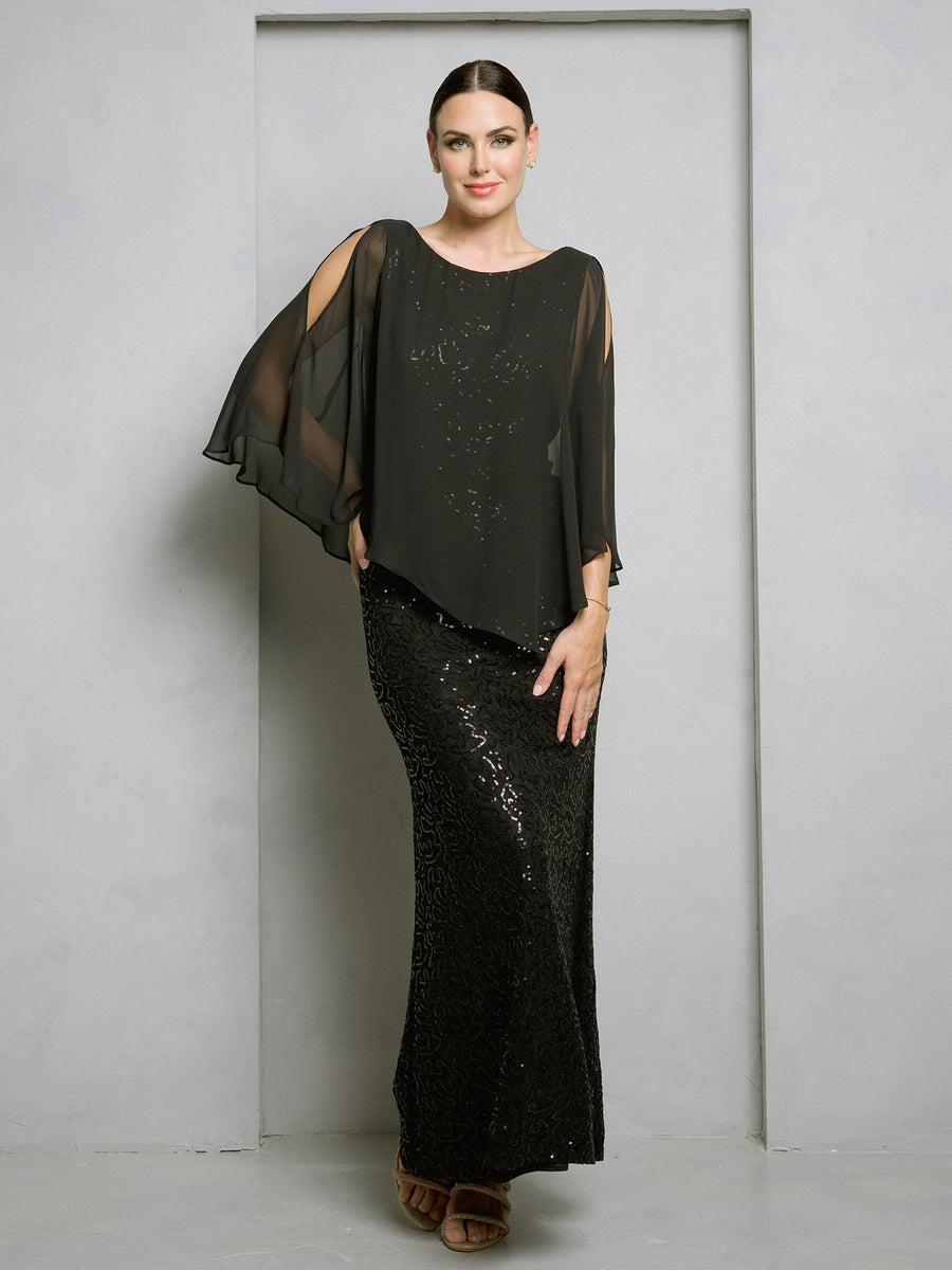 Mother of the Bride Dresses Sequin Lace Long mother of the Bride Dress Black