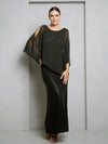 Mother of the Bride Dresses Sequin Lace Long mother of the Bride Dress Black