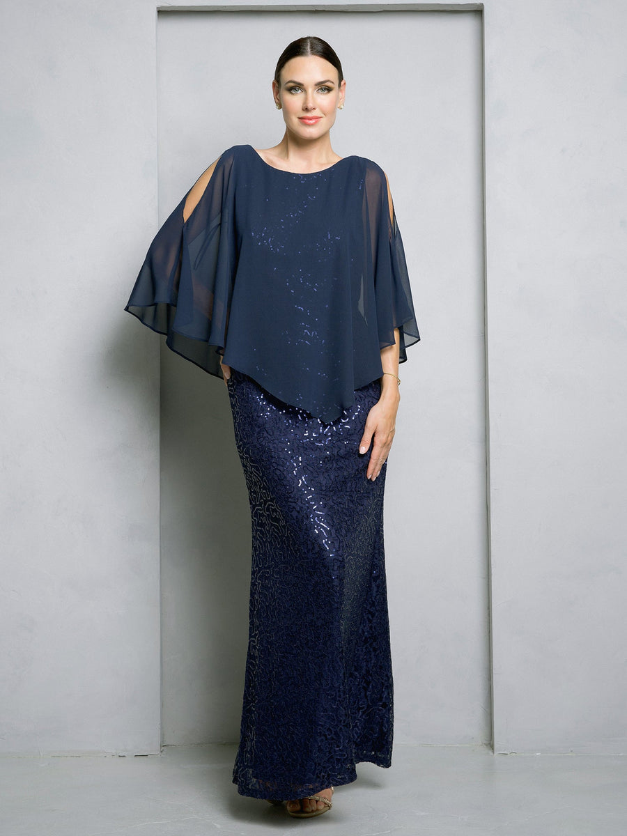 Mother of the Bride Dresses Sequin Lace Long mother of the Bride Dress Navy
