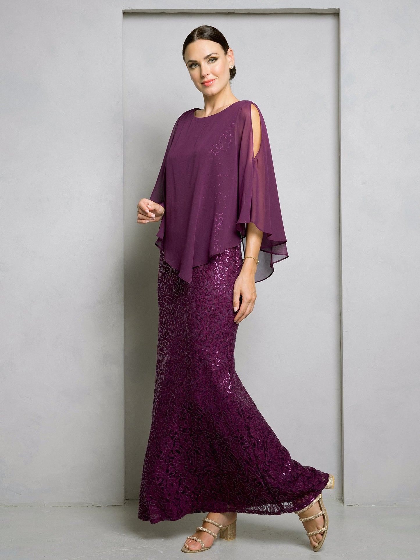 Mother of the Bride Dresses Sequin Lace Long mother of the Bride Dress Plum