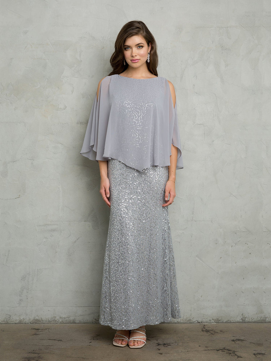 Mother of the Bride Dresses Sequin Lace Long mother of the Bride Dress Silver