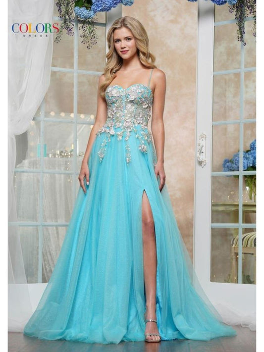 Prom Dresses Long Formal Floral Top Prom Dress Blue
