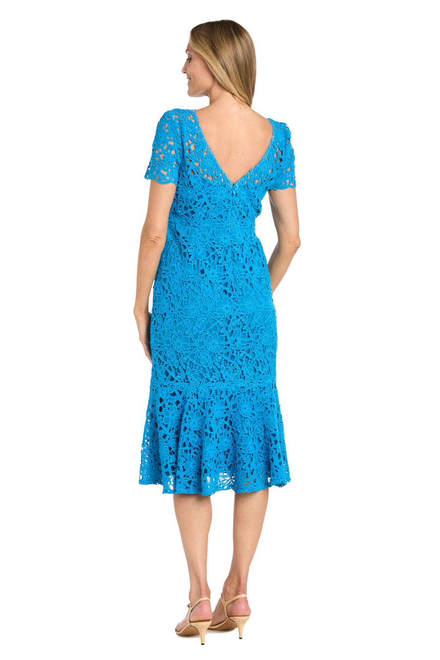 Cocktail Dresses Short Fitted Lace Midi Length Cocktail Dress Turquoise