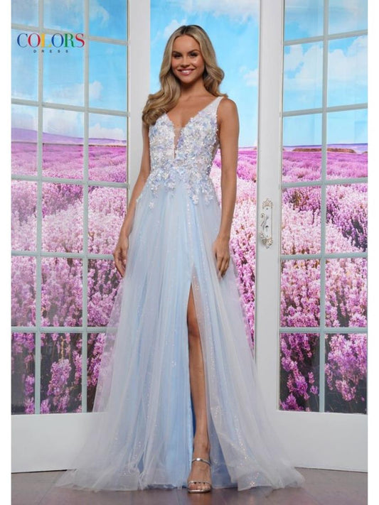 Prom Dresses Long Formal Floral Prom Dress Blue