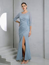 Mother of the Bride Dresses Long Formal Mother of the Bride Slit Dress Dusty Blue