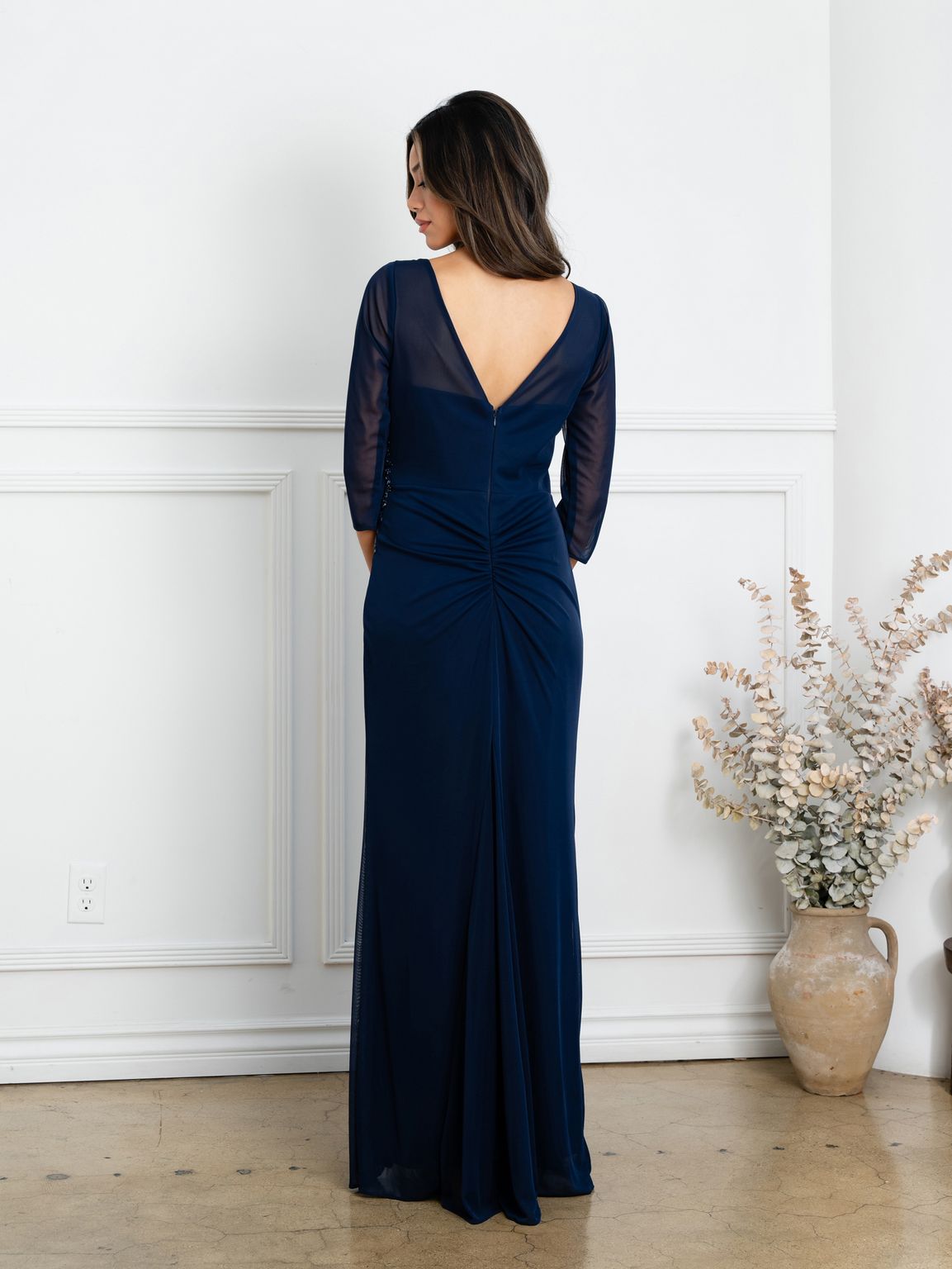 Mother of the Bride Dresses Long Formal Mother of the Bride Slit Dress Navy
