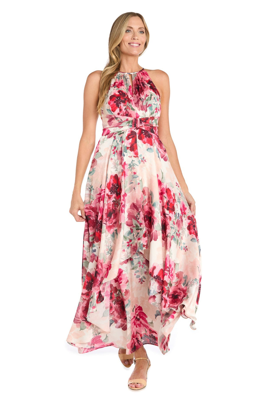 Formal Dresses Long Floral A Line Print Formal Maxi Dress Rose