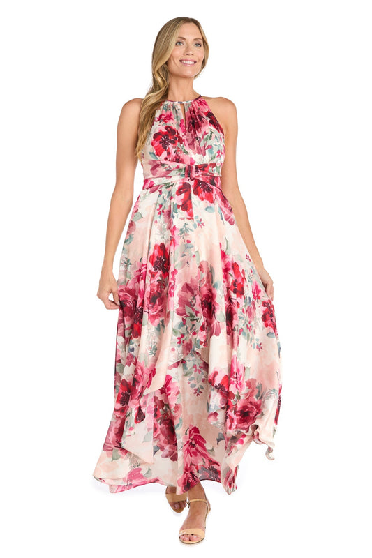 Formal Dresses Long Floral A Line Print Formal Maxi Dress Rose
