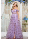Prom Dresses Long Floral Print Ball Gown Formal Prom Dress Lavender