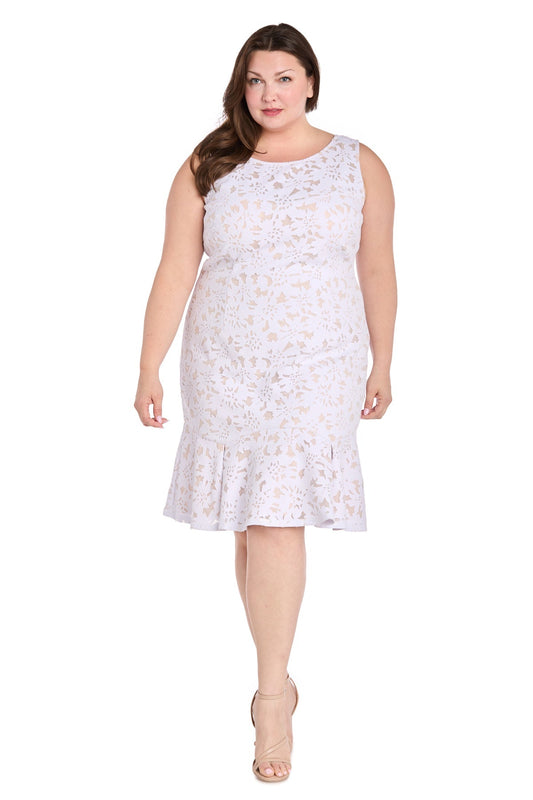 Plus Size Dresses Plus Size Short Cocktail Lace Dress White/Nude