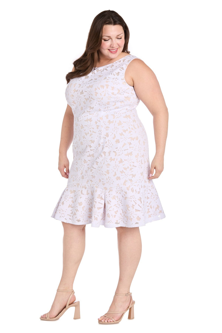 Plus Size Dresses Plus Size Short Cocktail Lace Dress White/Nude