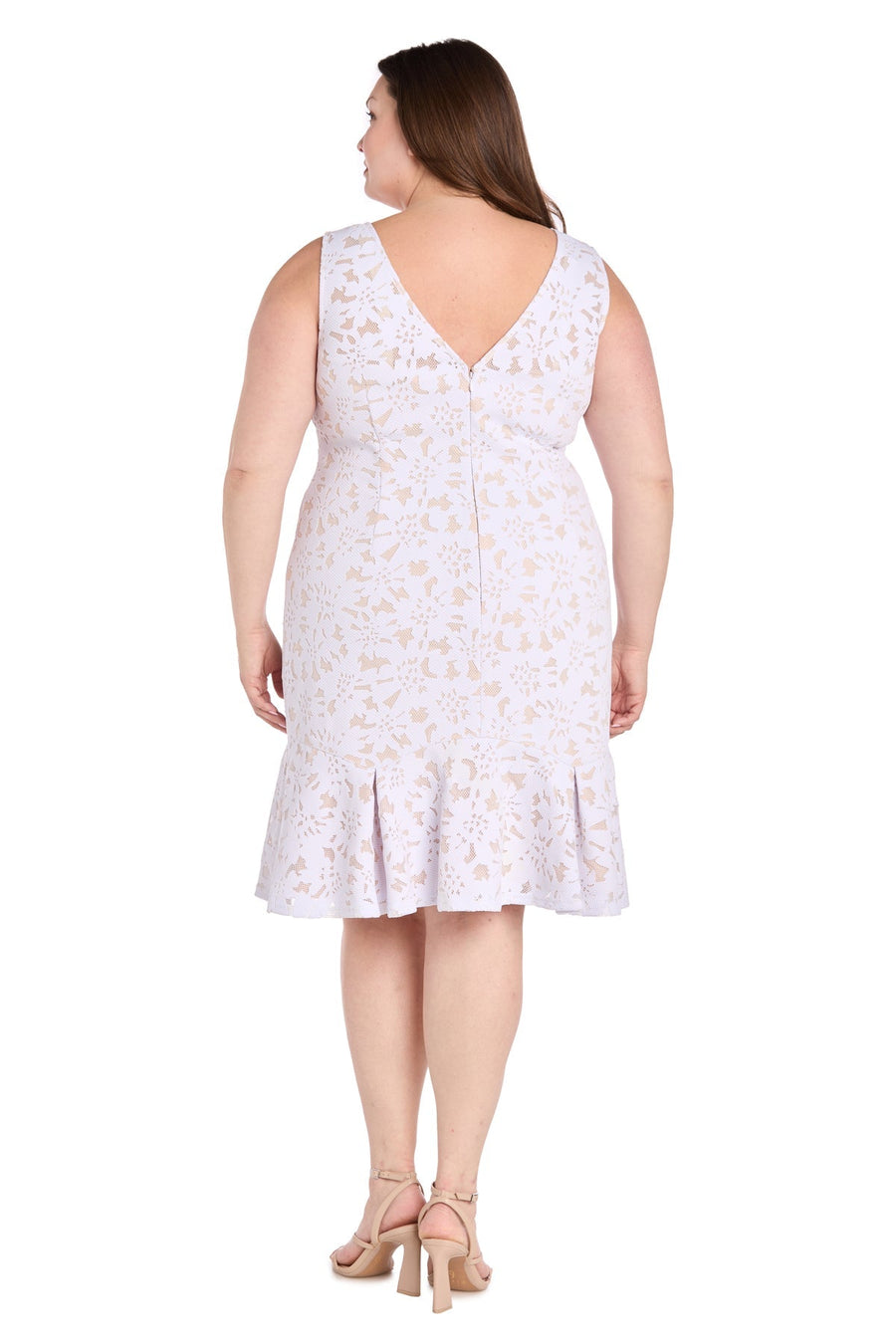 Plus Size Dresses Plus Size Short Cocktail Lace Dress White/Nude