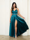 Prom Dresses A Line Long Formal Slit Pocket Prom Dress Hunter Green