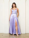 Prom Dresses A Line Long Formal Slit Pocket Prom Dress Lilac