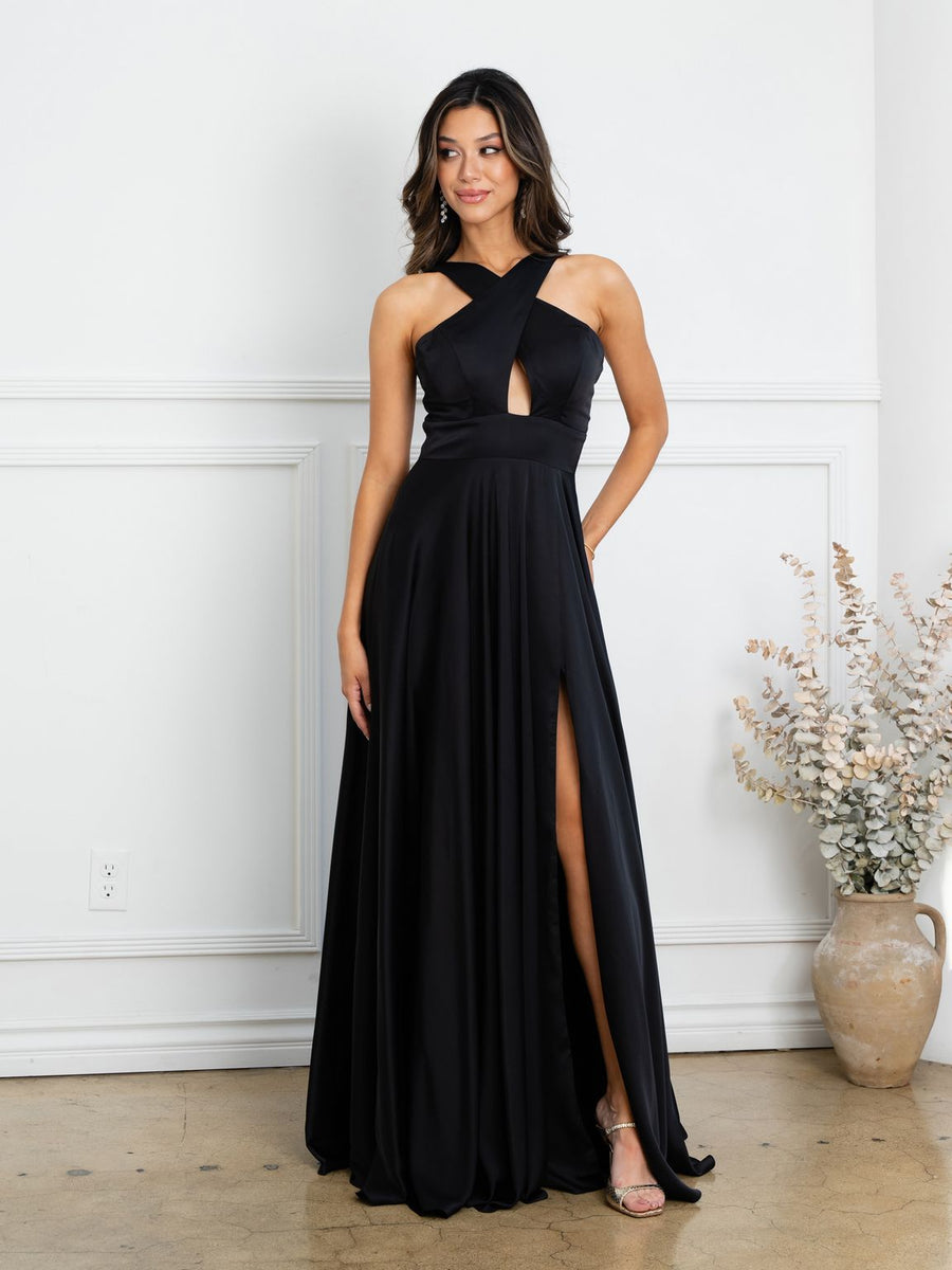 Prom Dresses Prom Long A Line Slit Formal Evening Dress Black