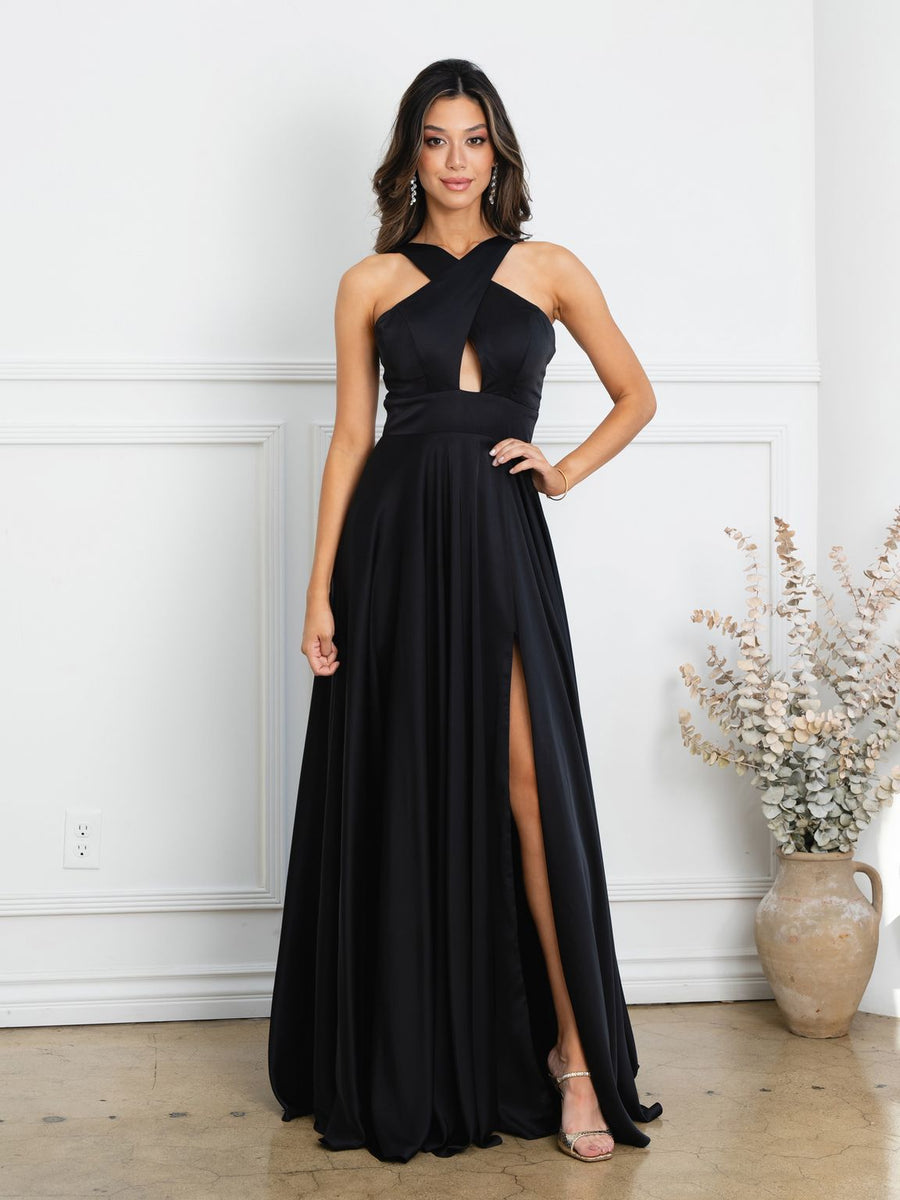 Prom Dresses Prom Long A Line Slit Formal Evening Dress Black