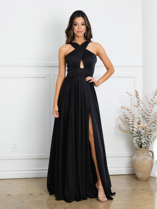 Prom Dresses Prom Long A Line Slit Formal Evening Dress Black