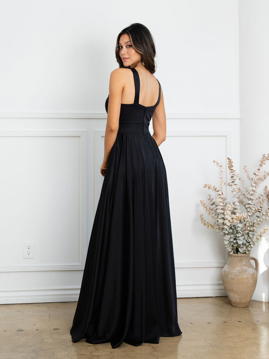 Prom Dresses Prom Long A Line Slit Formal Evening Dress Black