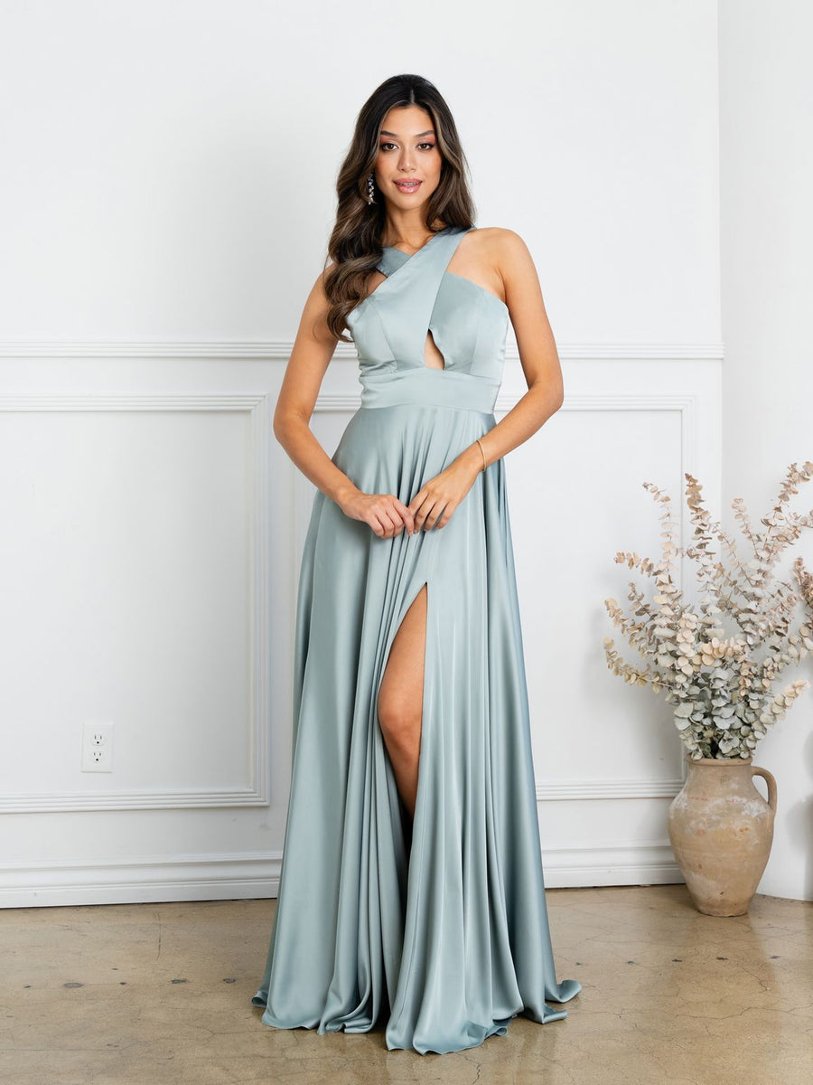 Prom Dresses Prom Long A Line Slit Formal Evening Dress Sage
