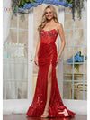 Prom Dresses Formal Long Slit Beaded Prom Dress Red