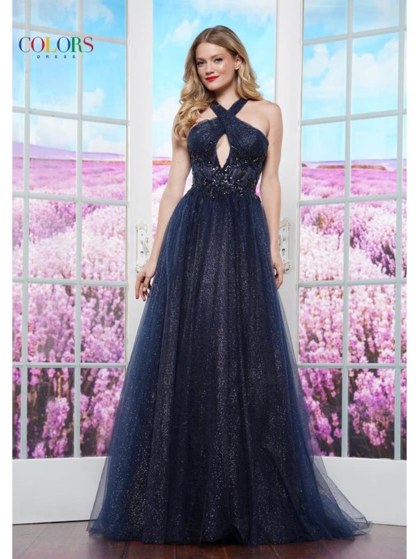 Prom Dresses Formal Crossed Ball Gown Long Prom Dress Navy