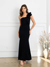 Prom Dresses Fitted Long Formal Ruffled Prom Dress Black
