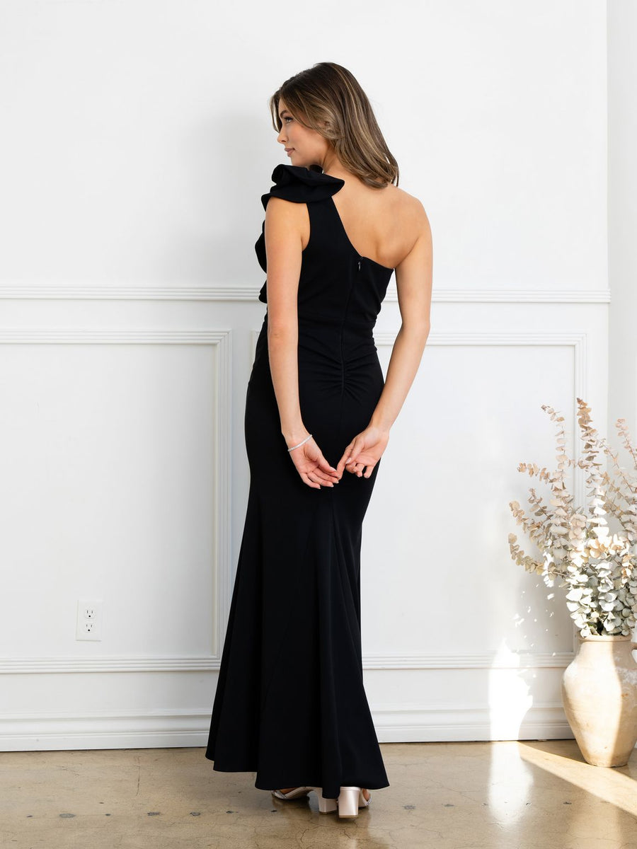 Prom Dresses Fitted Long Formal Ruffled Prom Dress Black