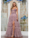 Prom Dresses Formal Ruffle Ball Gown Long Prom Dress Mauve
