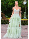 Prom Dresses Formal Ruffle Ball Gown Long Prom Dress Sage