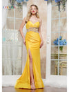 Prom Dresses Long Beaded Fitted Formal Evening Prom Dress Yellow